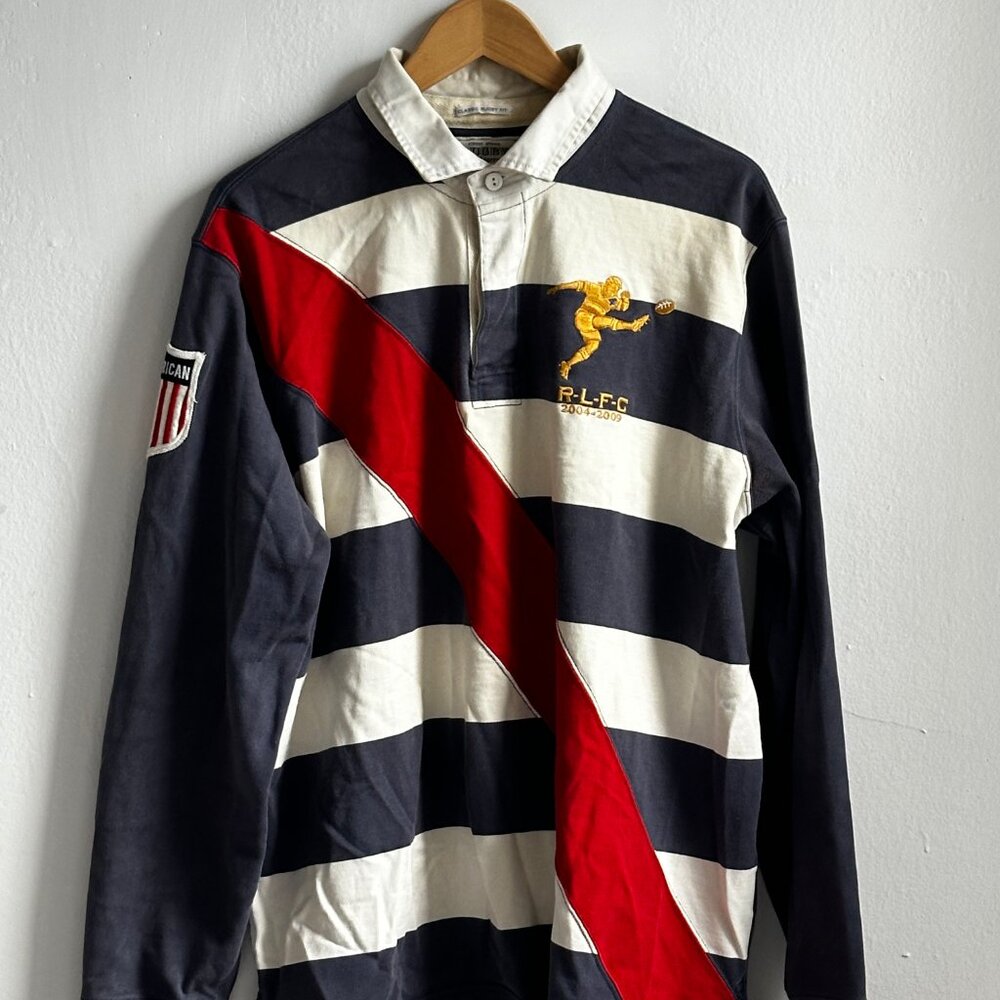 Ralph Lauren Navy and White Striped Polo Shirt